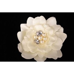 Embellished Silk Flower Brooch Hair Clip Jewelry Enhancer Bridal 4.5 inches